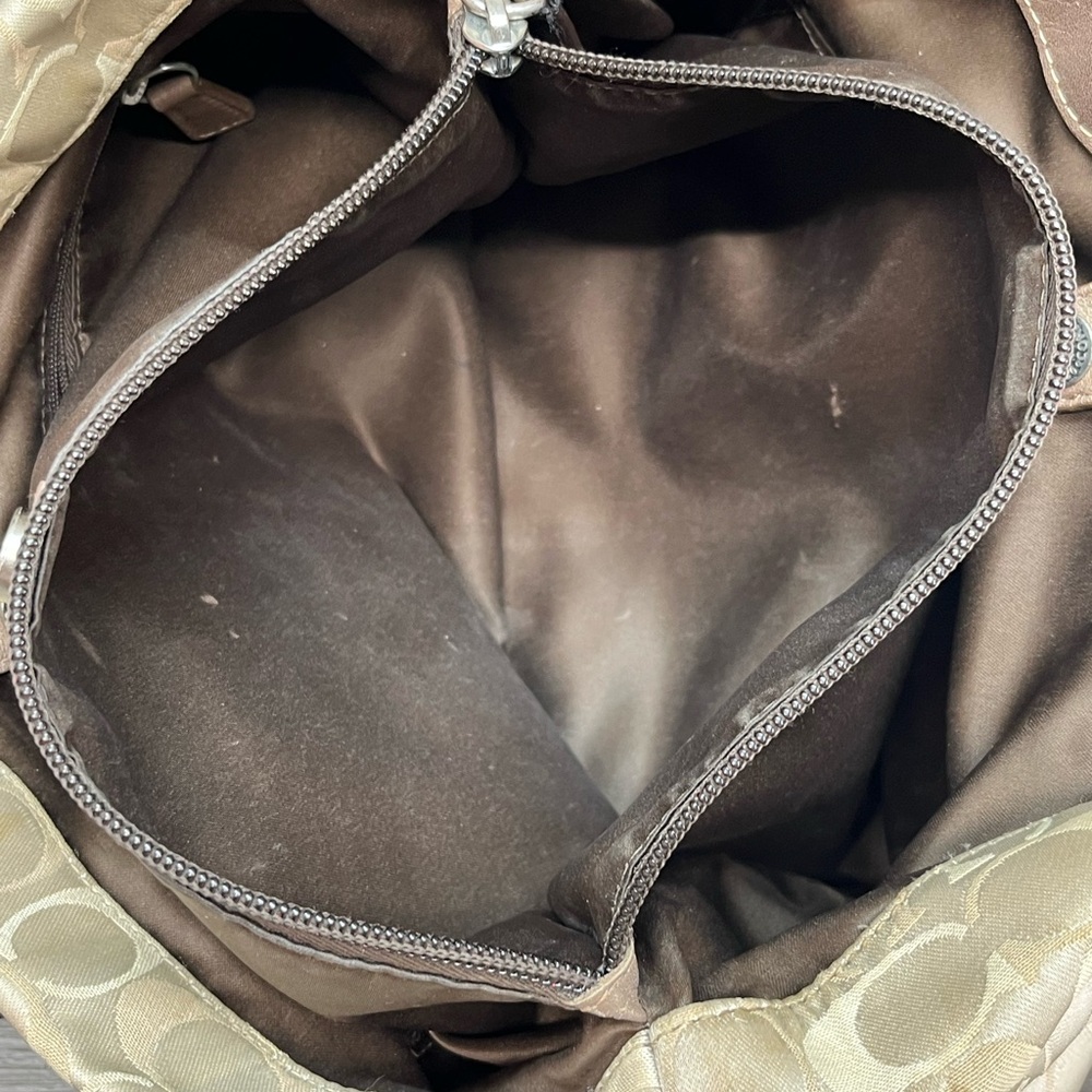 Coach Cream and Brown Signature Tote - Picture 11 of 13